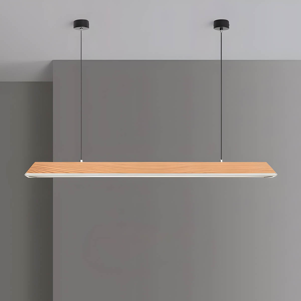 Wood and Metal Trapezoid Pendant Light 90-180 cm