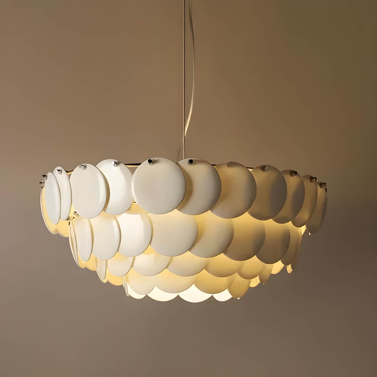 Ceramic Disc Pendant Chandelier 44 cm LED E14