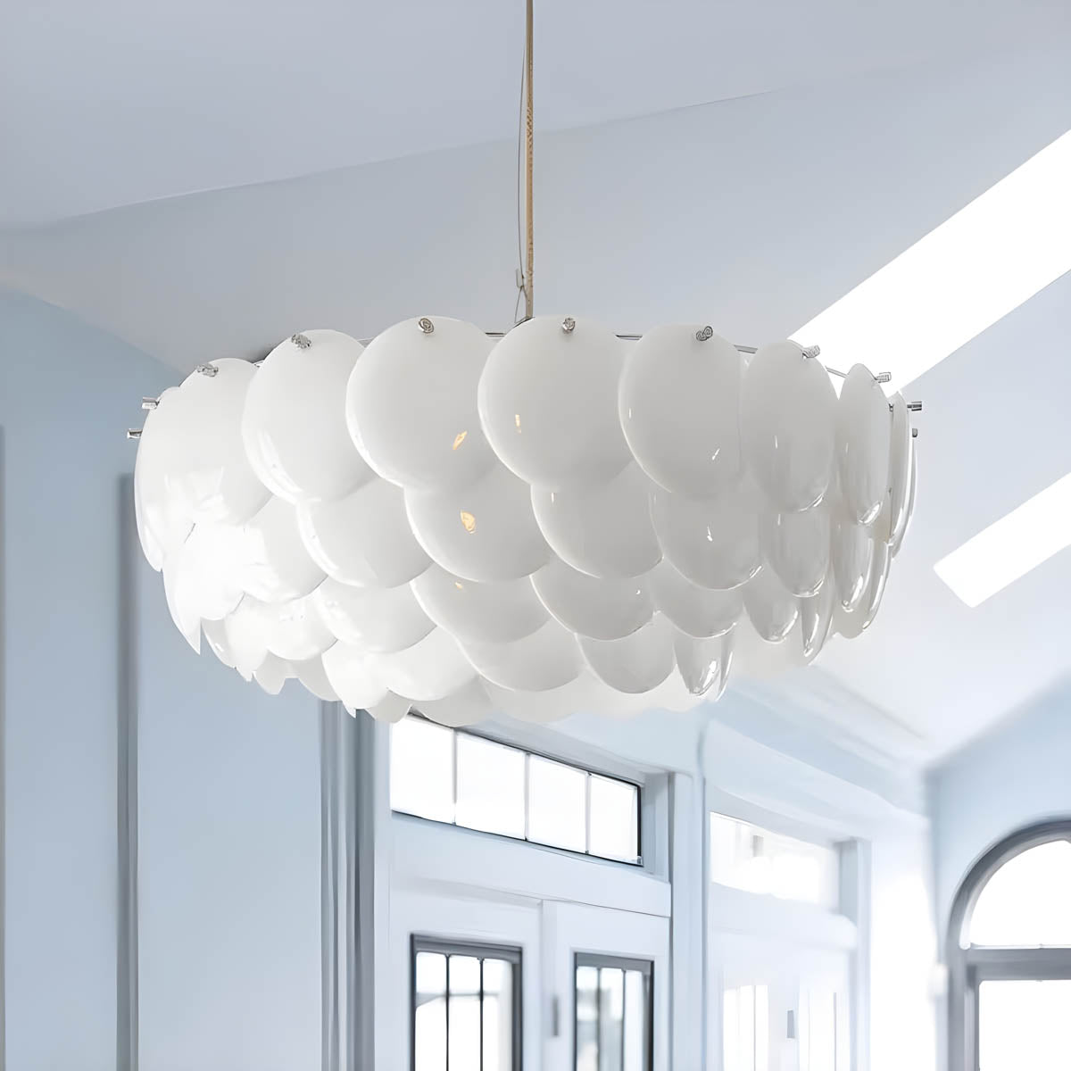 ATHENS Ceramic Disc Pendant Chandelier 44 cm LED E14