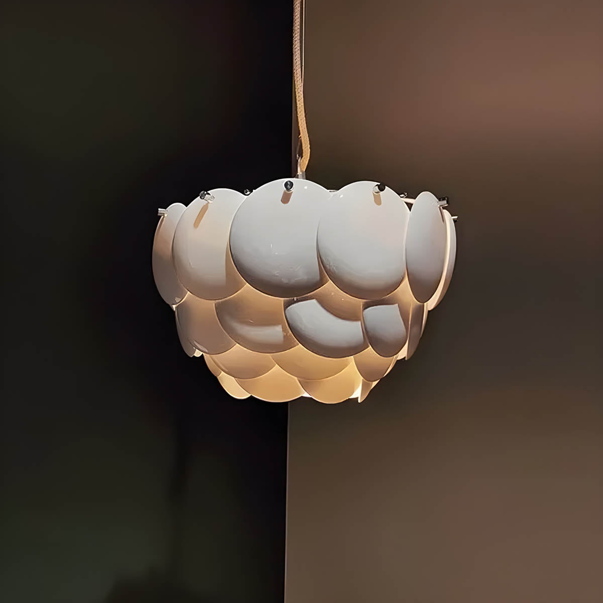 Ceramic Disc Pendant Chandelier 44 cm LED E14