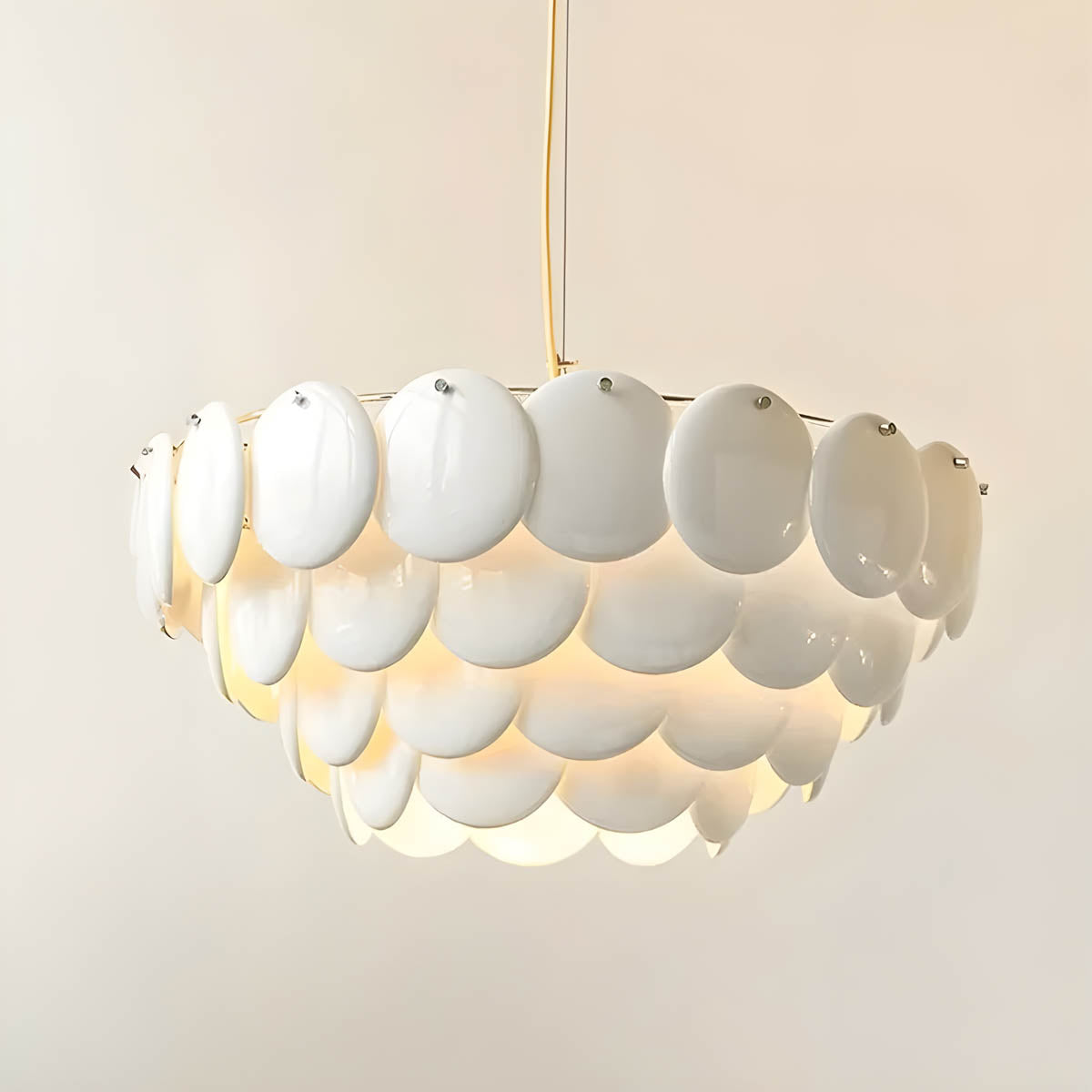 Ceramic Disc Pendant Chandelier 44 cm LED E14