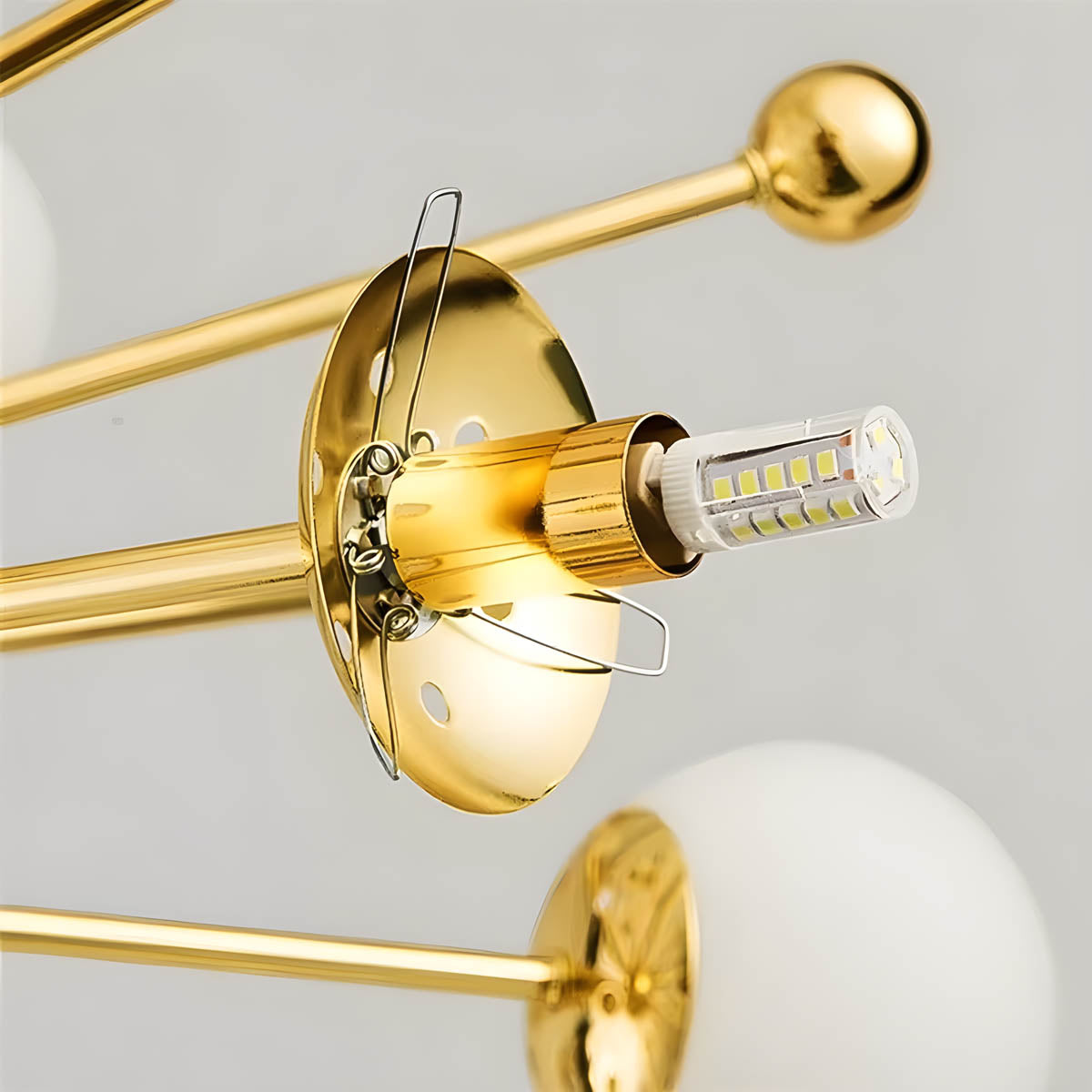 Gold Iron & Glass Globe Starburst Chandelier 9-18 Heads