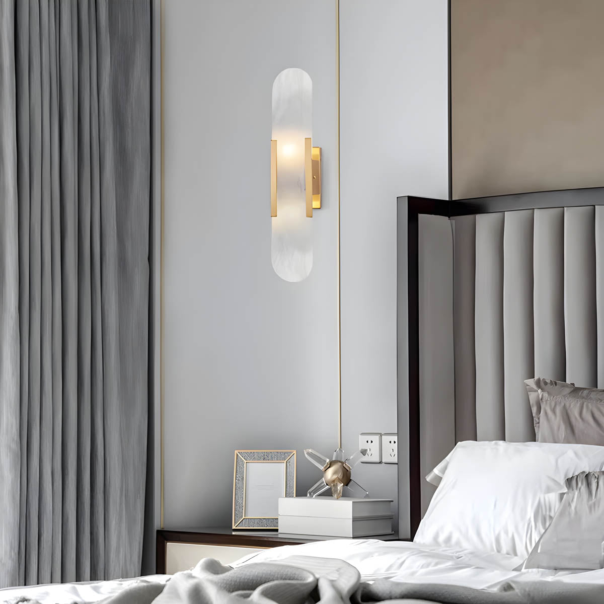 Marble & iron wall-mounted LED light fixture