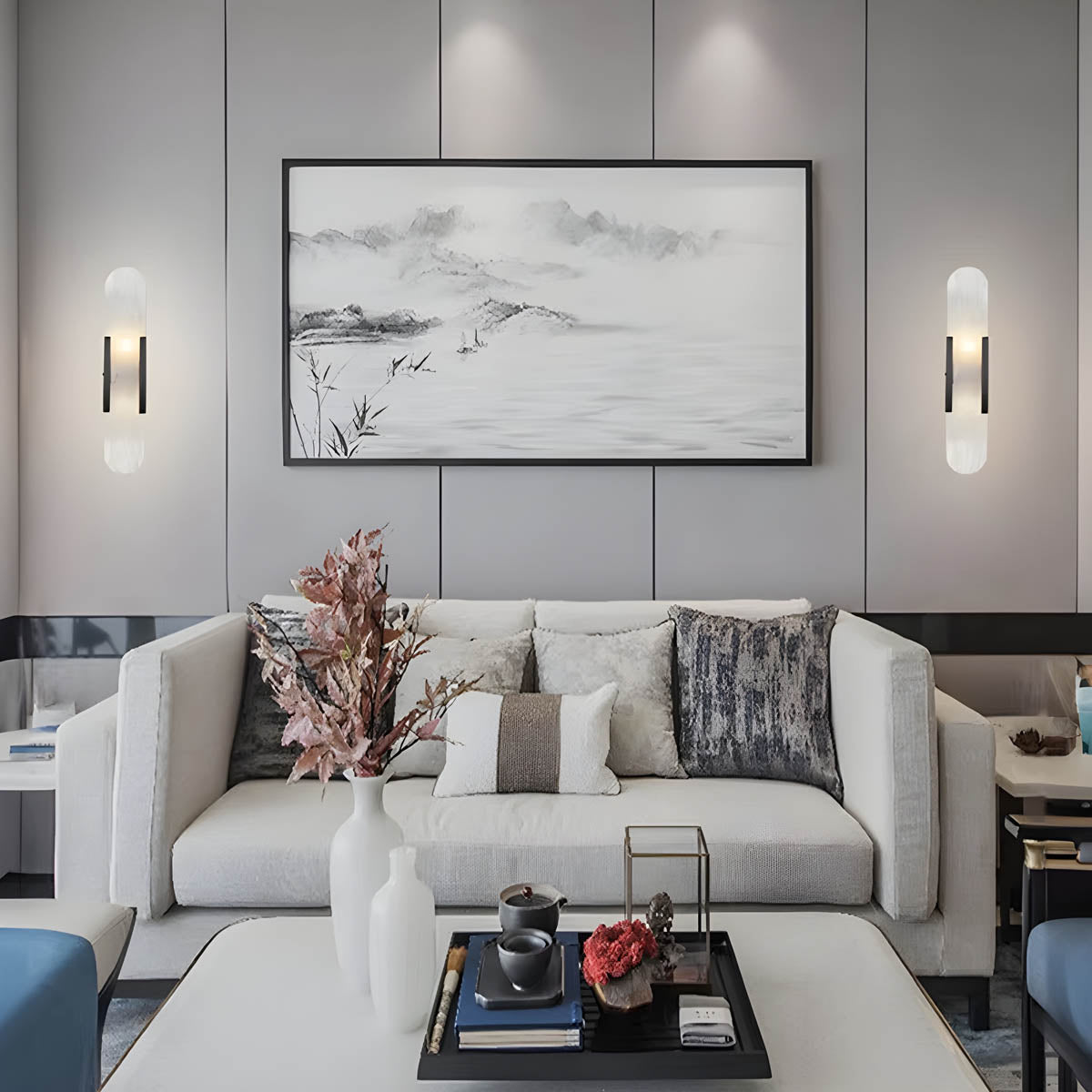 Marble & iron wall-mounted LED light fixture