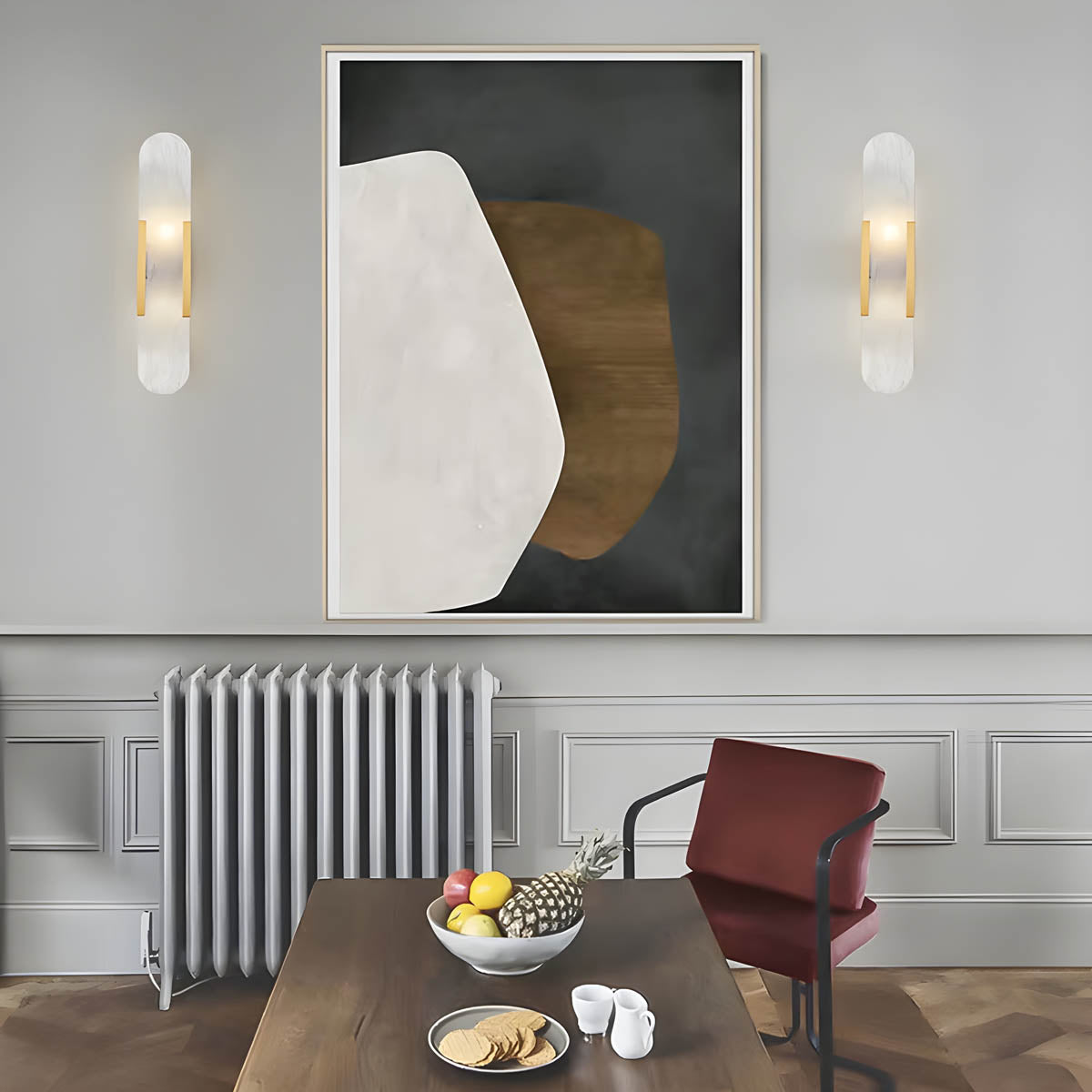 Marble & iron wall-mounted LED light fixture