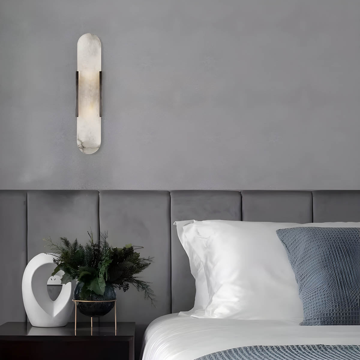 Marble & iron wall-mounted LED light fixture