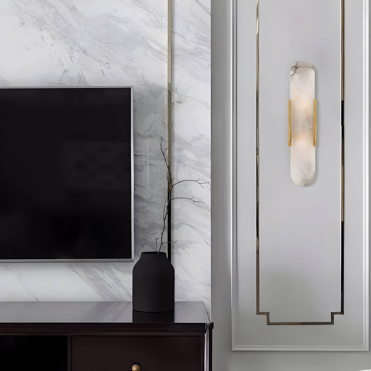 Marble & iron wall-mounted LED light fixture