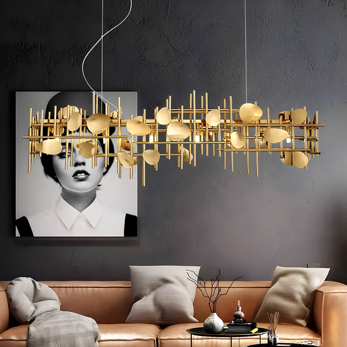 Iron Linear 5-Light Chandelier 120 cm