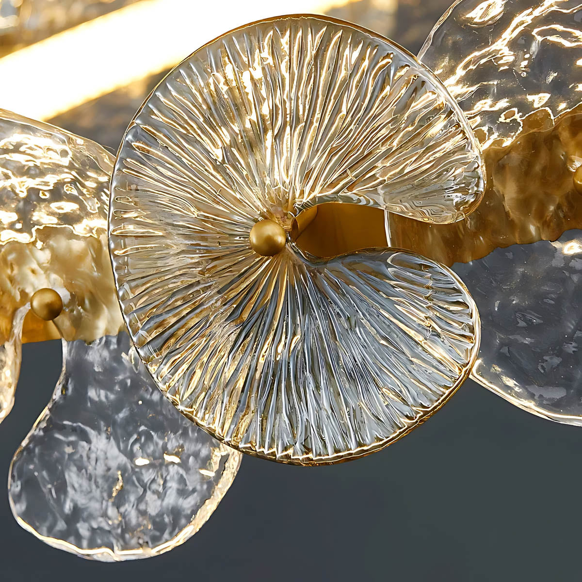 Double Halo Glass & Copper Chandelier 60-80 cm LED