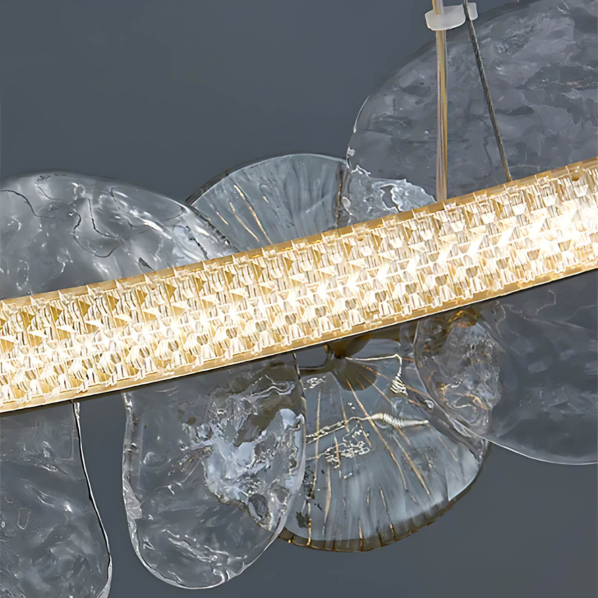 Double Halo Glass & Copper Chandelier 60-80 cm LED