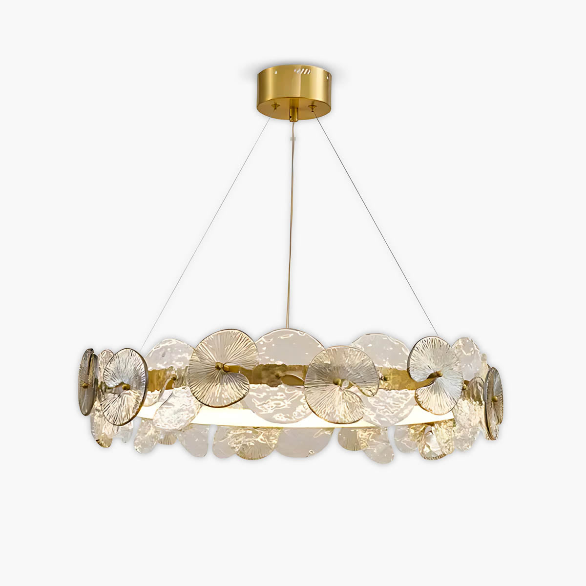 AVALEIGH Double Halo Glass & Copper Chandelier 60-80 cm LED