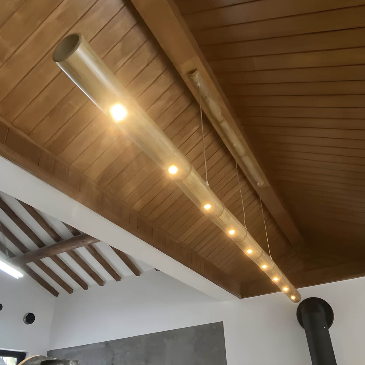 Solid Bamboo Cord Pendant Light 90-150 cm