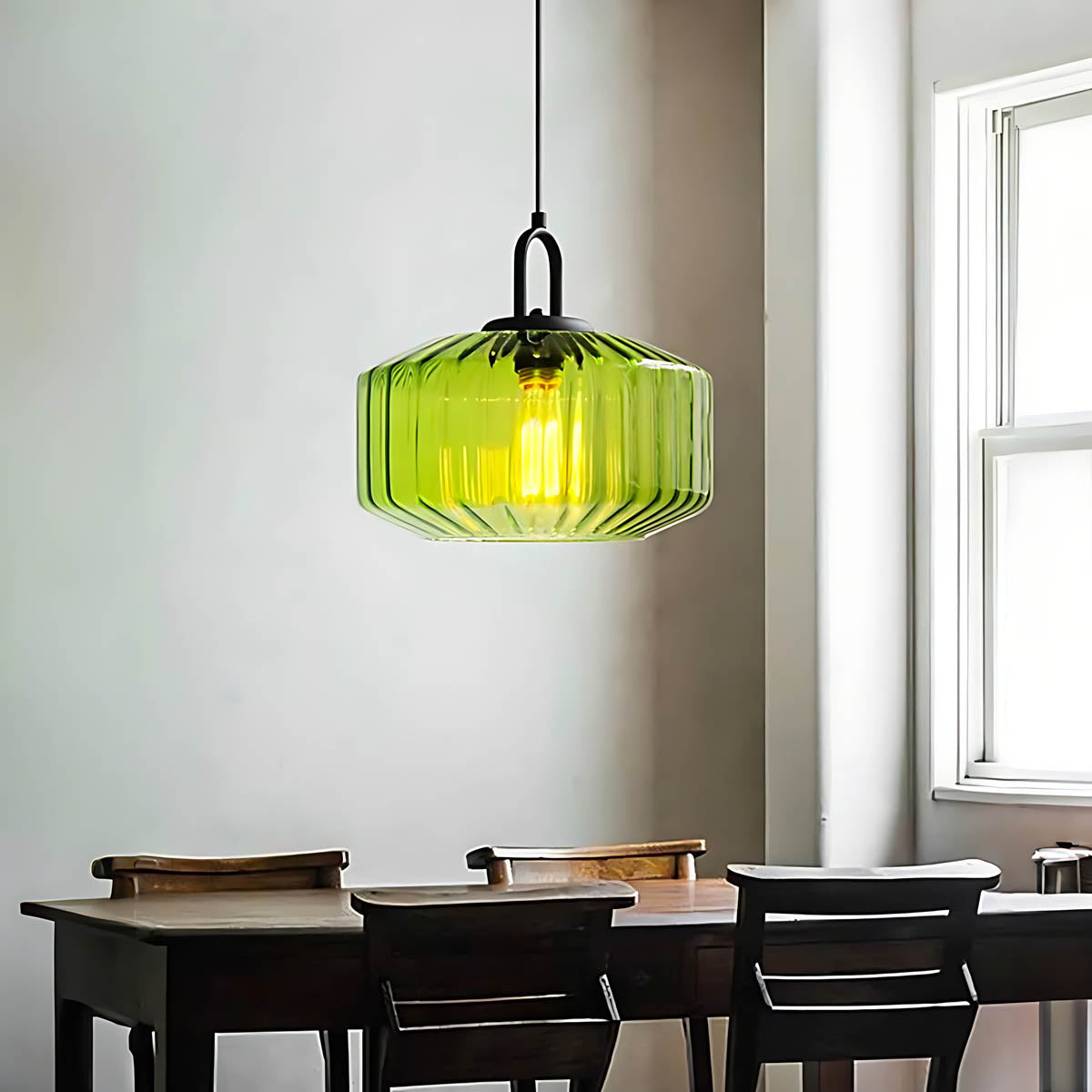 3-Shade Fluted Glass Cluster Pendant 28 cm E27