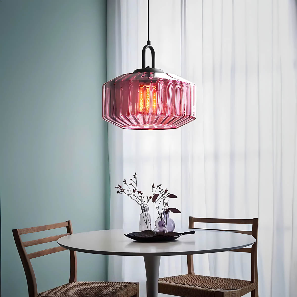 3-Shade Fluted Glass Cluster Pendant 28 cm E27