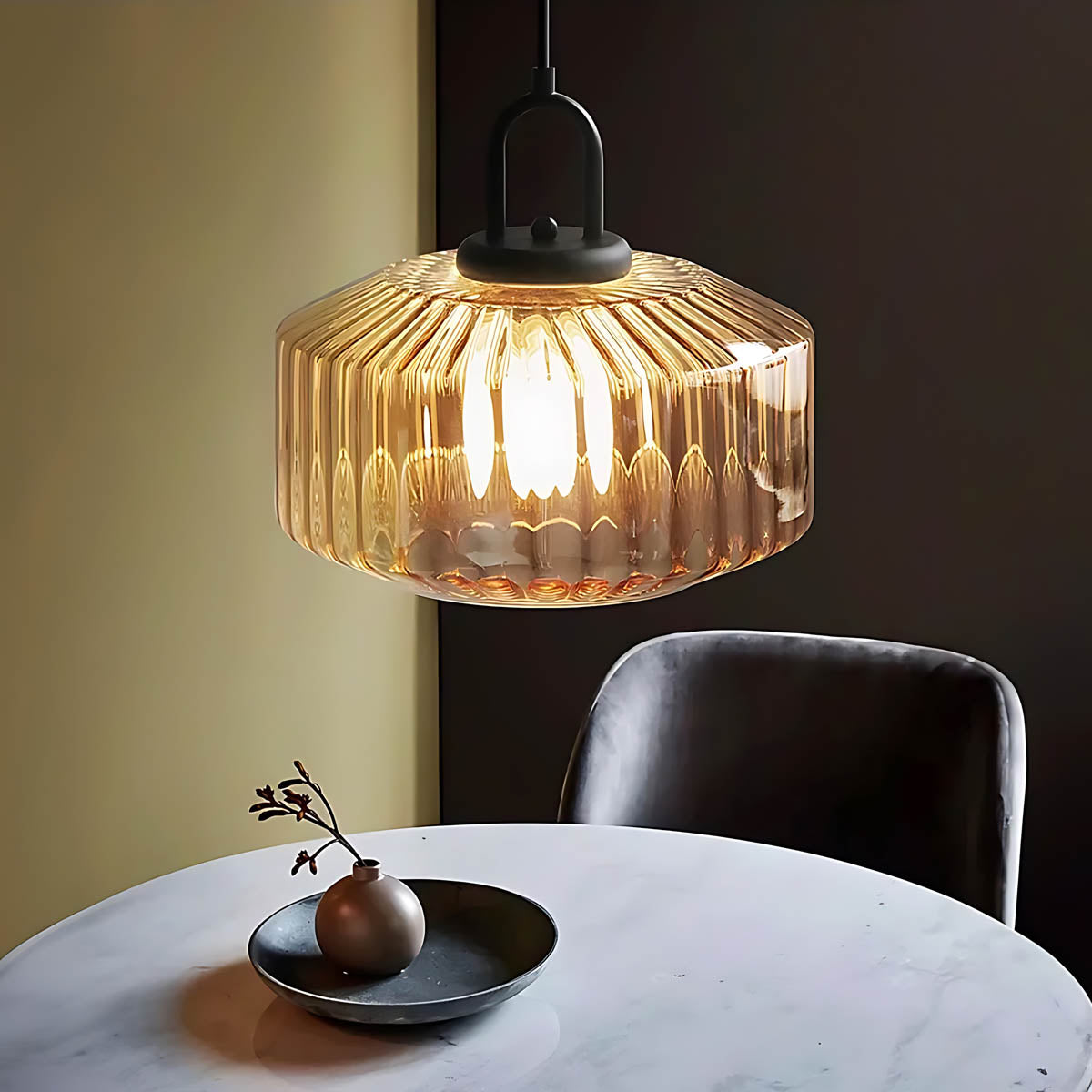 3-Shade Fluted Glass Cluster Pendant 28 cm E27