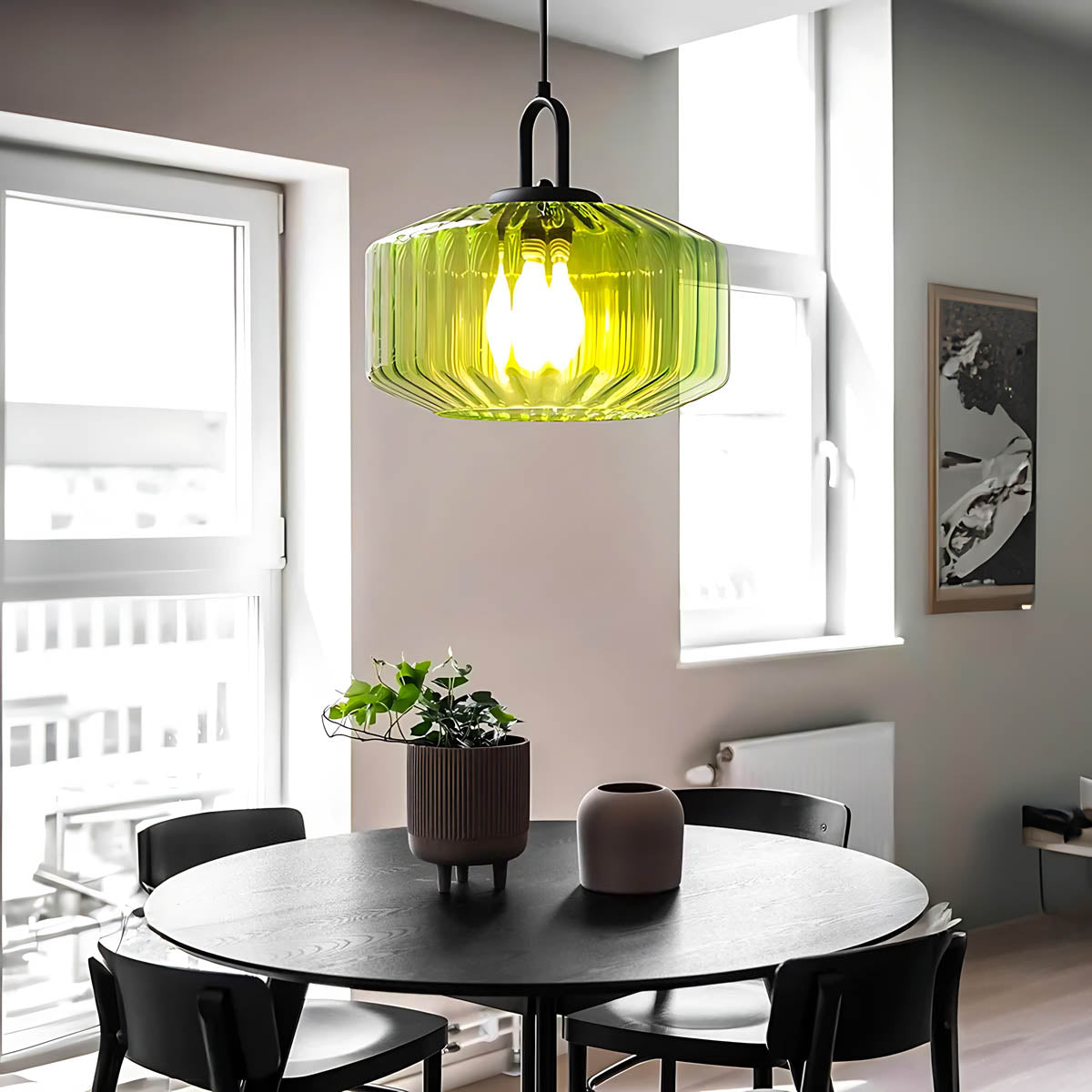 3-Shade Fluted Glass Cluster Pendant 28 cm E27