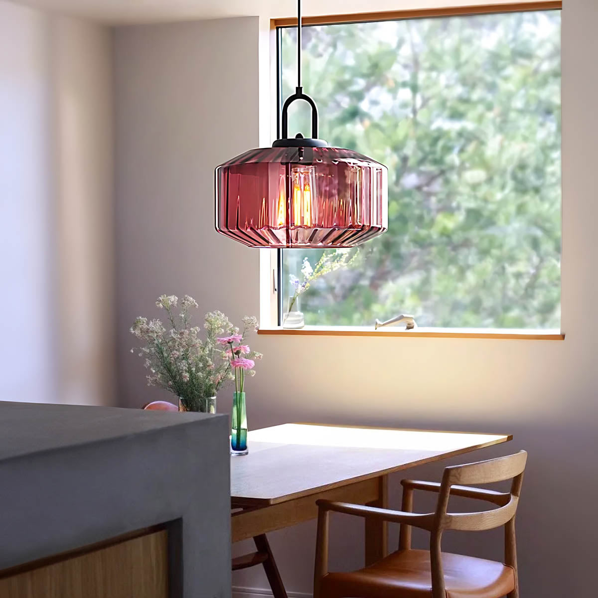 3-Shade Fluted Glass Cluster Pendant 28 cm E27