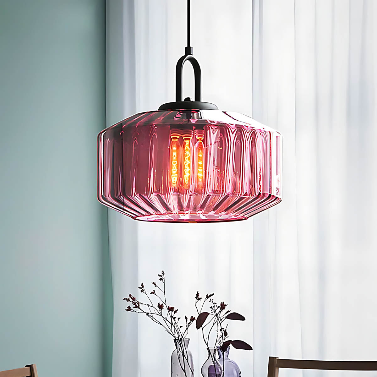 BEATRIZ 3-Shade Fluted Glass Cluster Pendant 28 cm E27