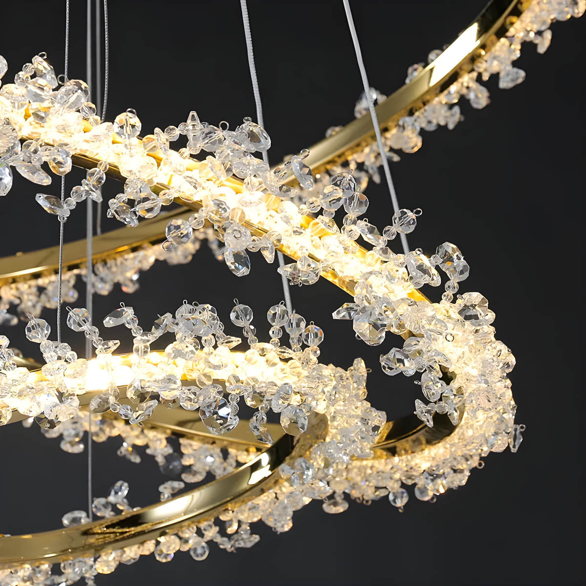 Crystal & Metal Ring LED Pendant / Chandelier
