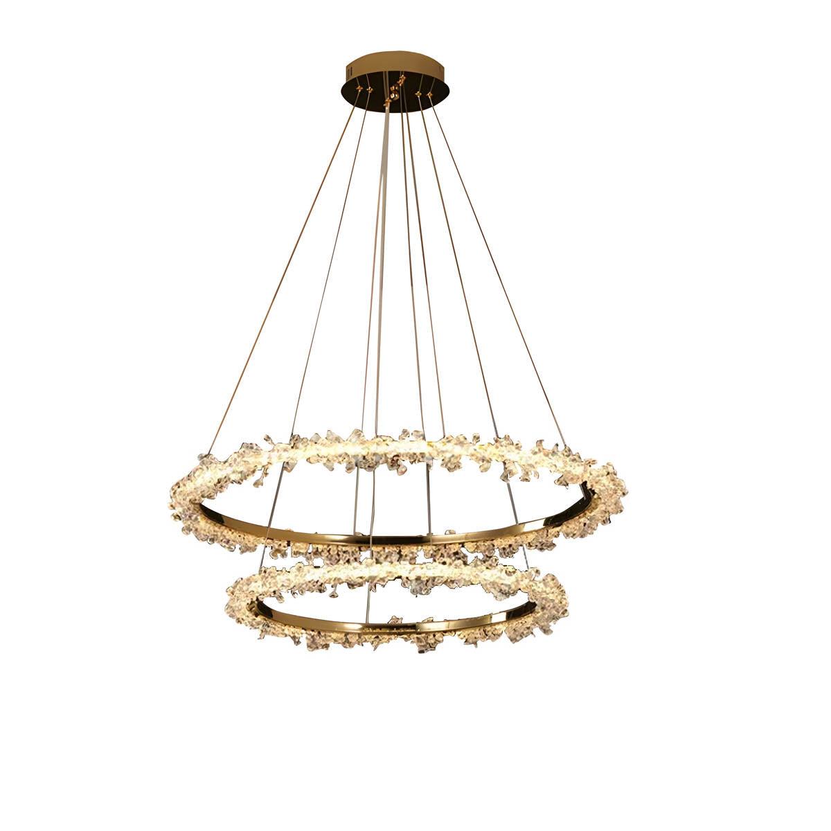Crystal & Metal Ring LED Pendant / Chandelier