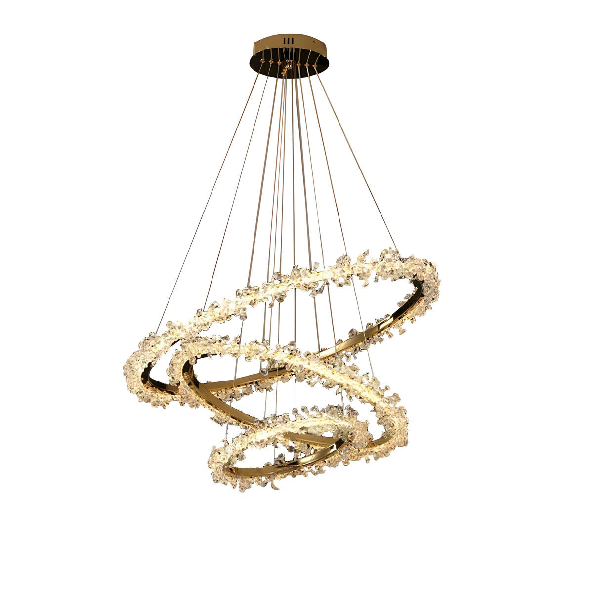 Crystal & Metal Ring LED Pendant / Chandelier
