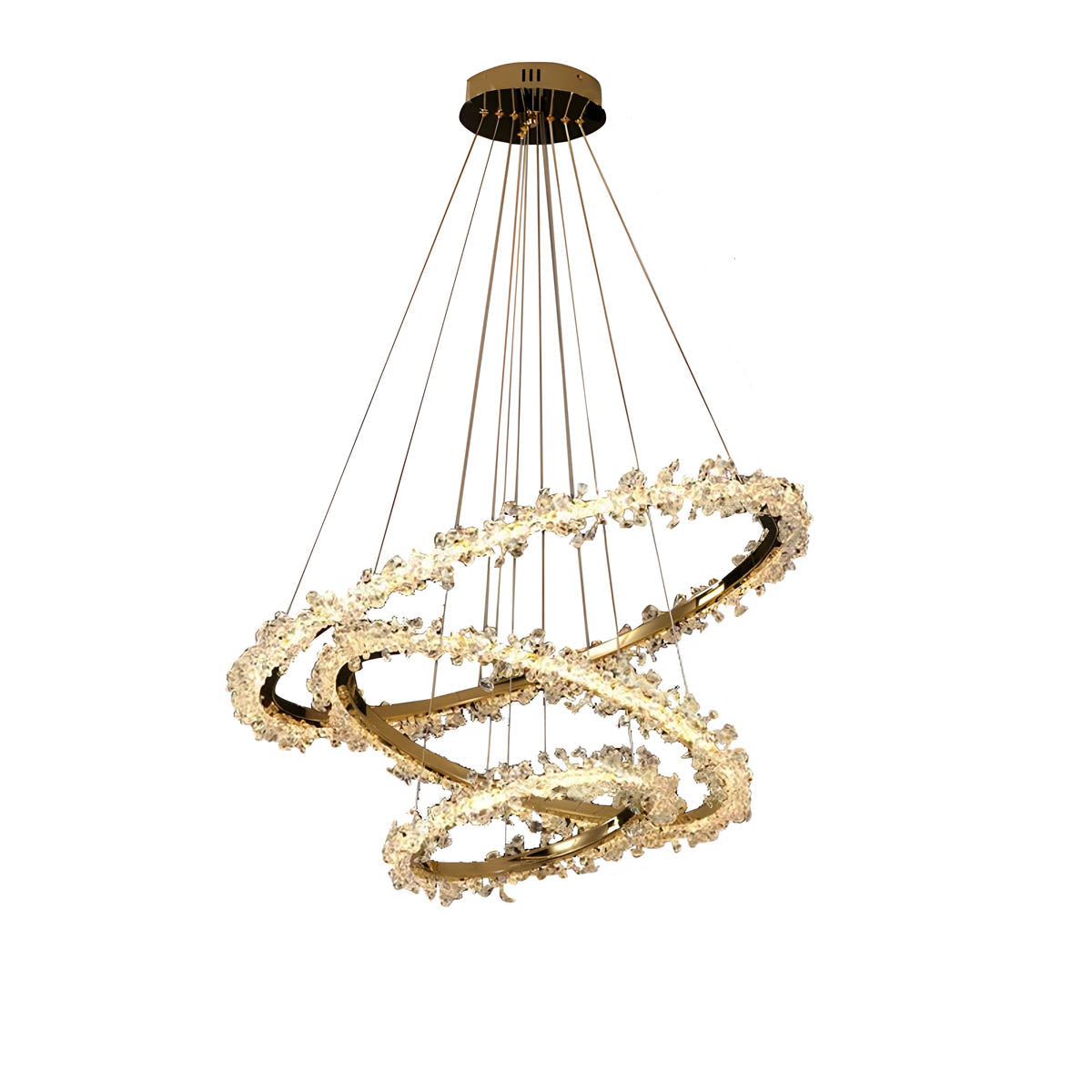 Crystal & Metal Ring LED Pendant / Chandelier