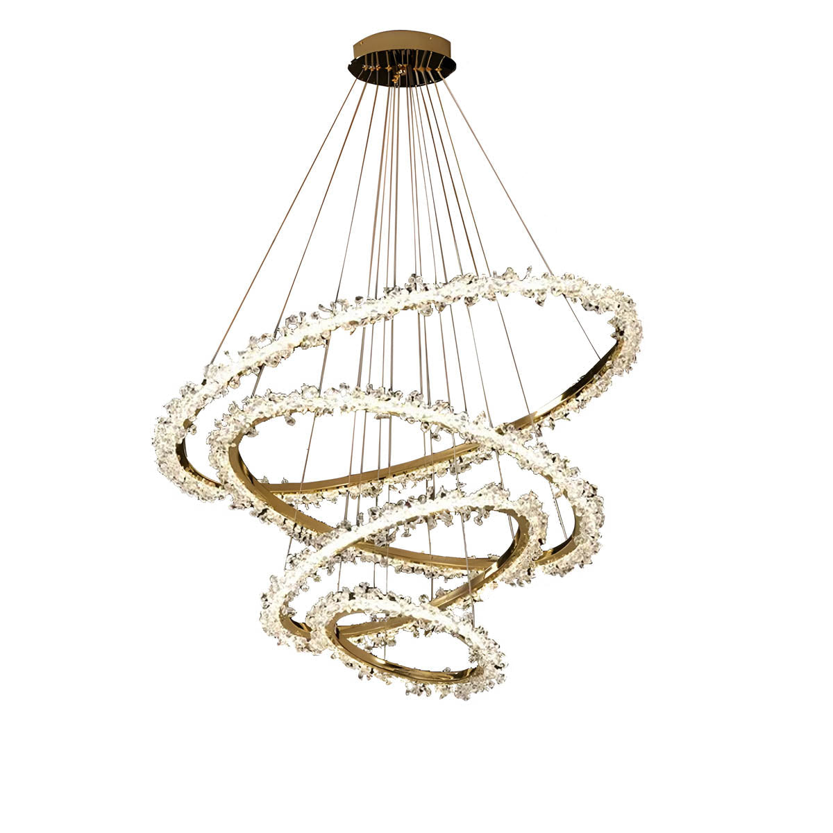 Crystal & Metal Ring LED Pendant / Chandelier