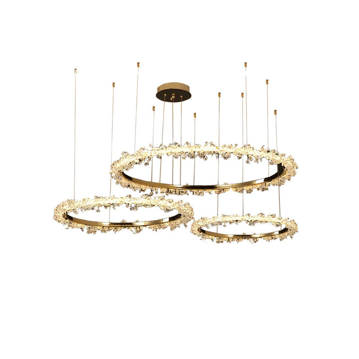 Crystal & Metal Ring LED Pendant / Chandelier
