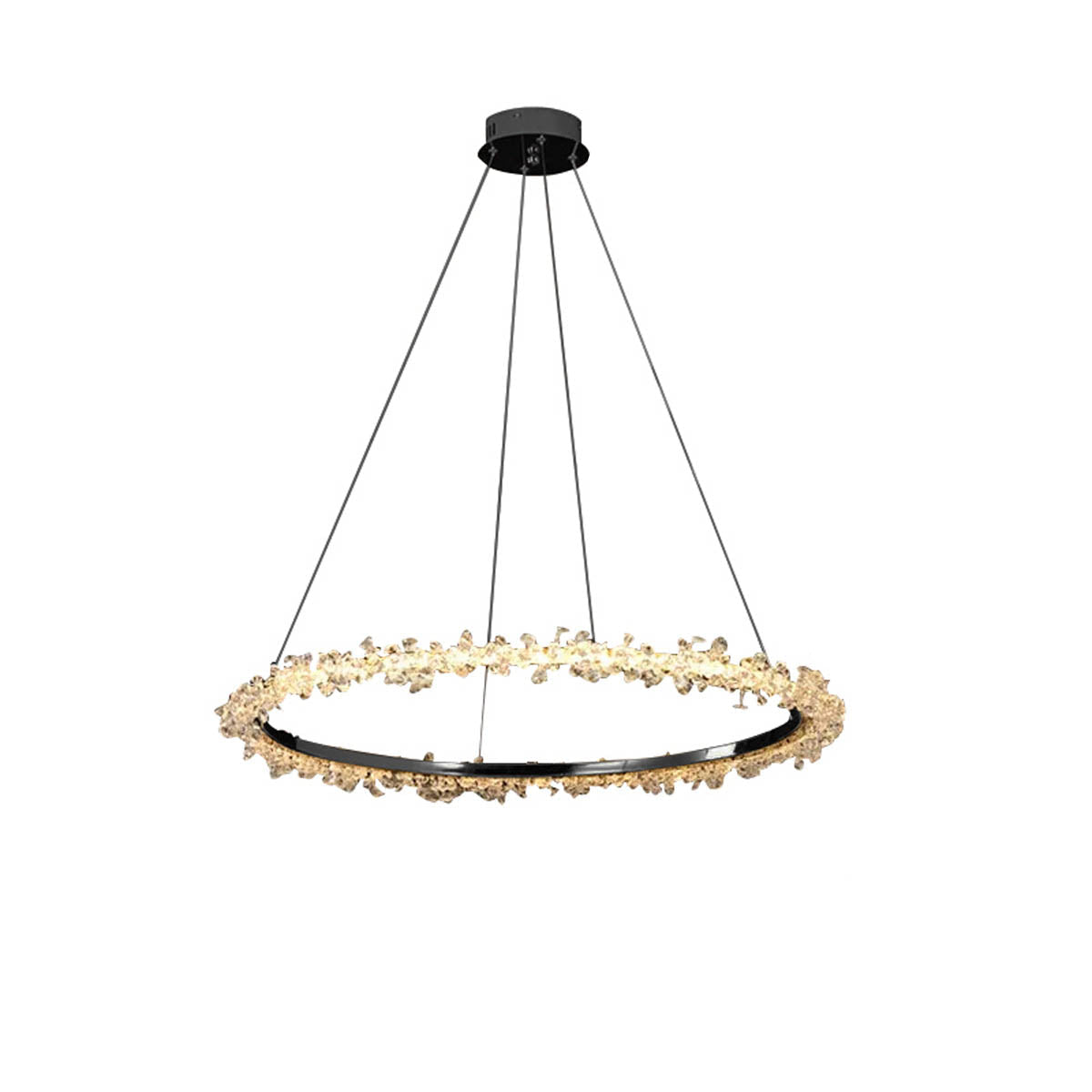 Crystal & Metal Ring LED Pendant / Chandelier