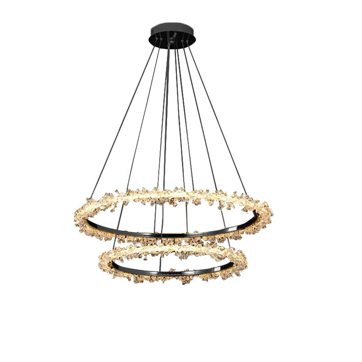 Crystal & Metal Ring LED Pendant / Chandelier