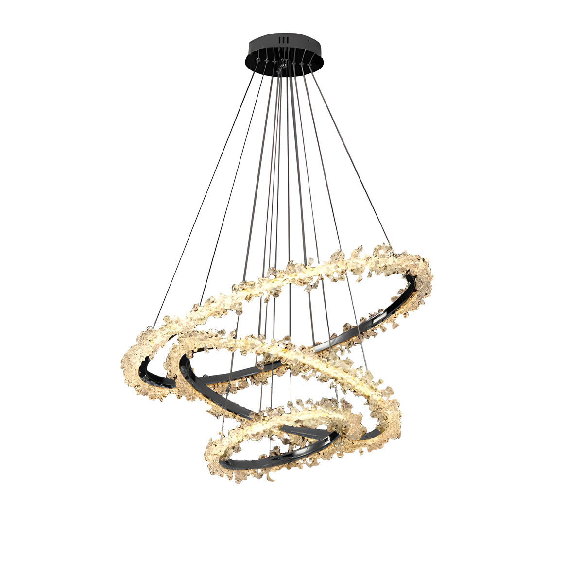 Crystal & Metal Ring LED Pendant / Chandelier