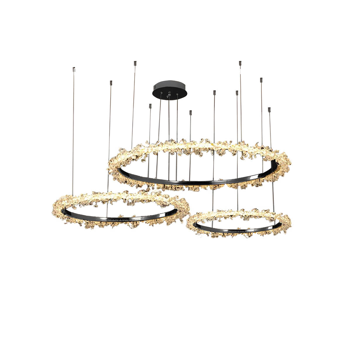 Crystal & Metal Ring LED Pendant / Chandelier