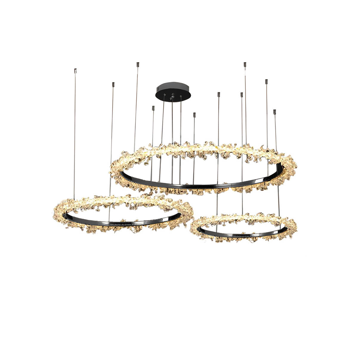 Crystal & Metal Ring LED Pendant / Chandelier