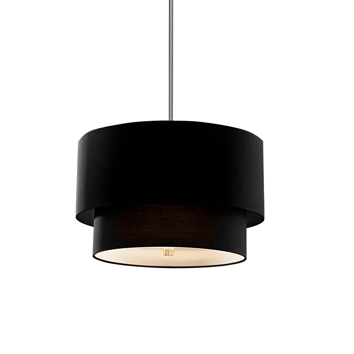 Layered Linen Drum Pendant Light