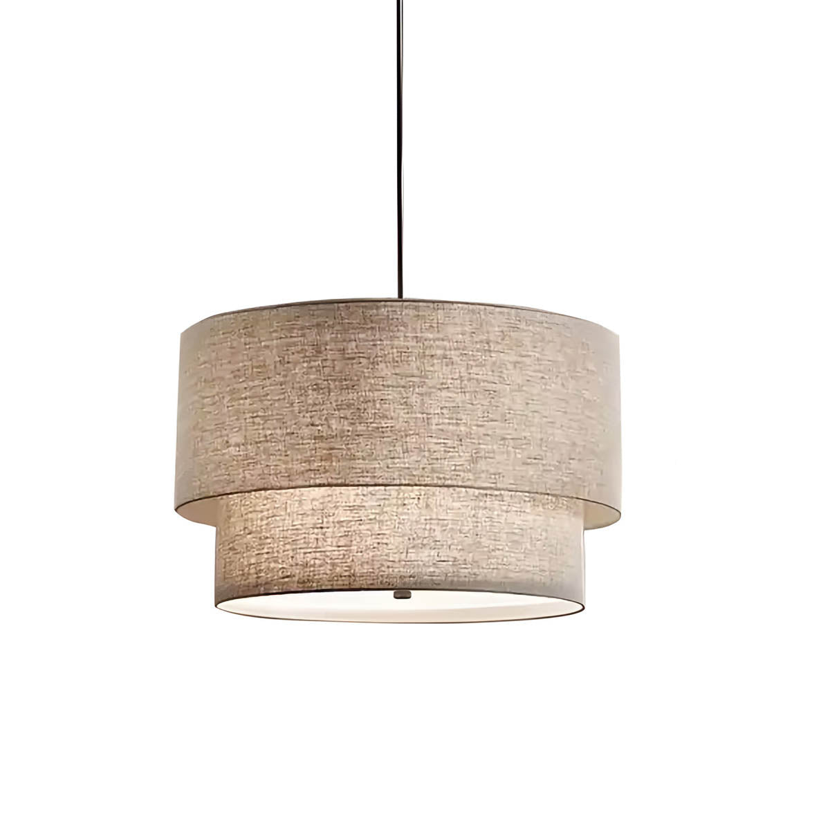 Layered Linen Drum Pendant Light