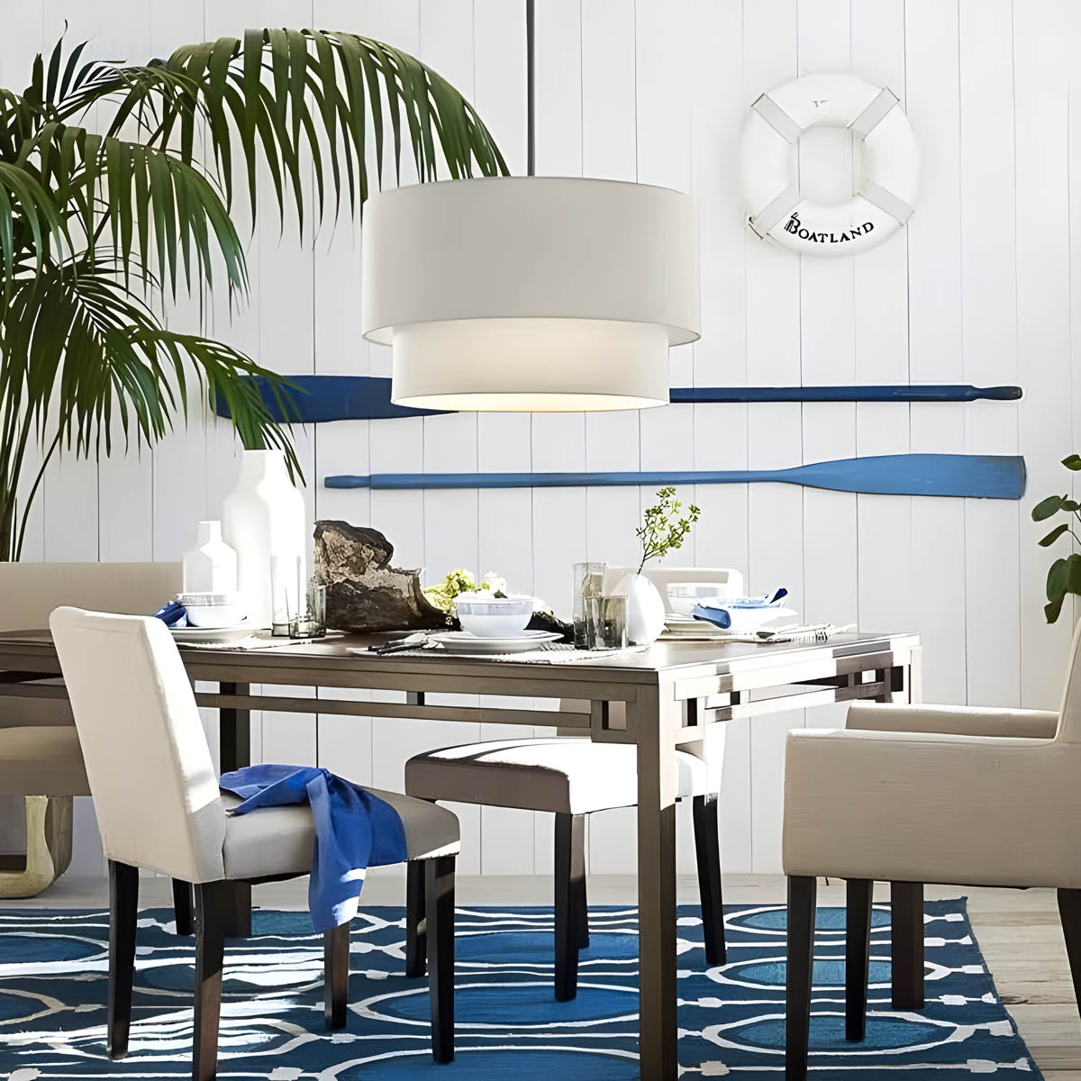 Layered Linen Drum Pendant Light