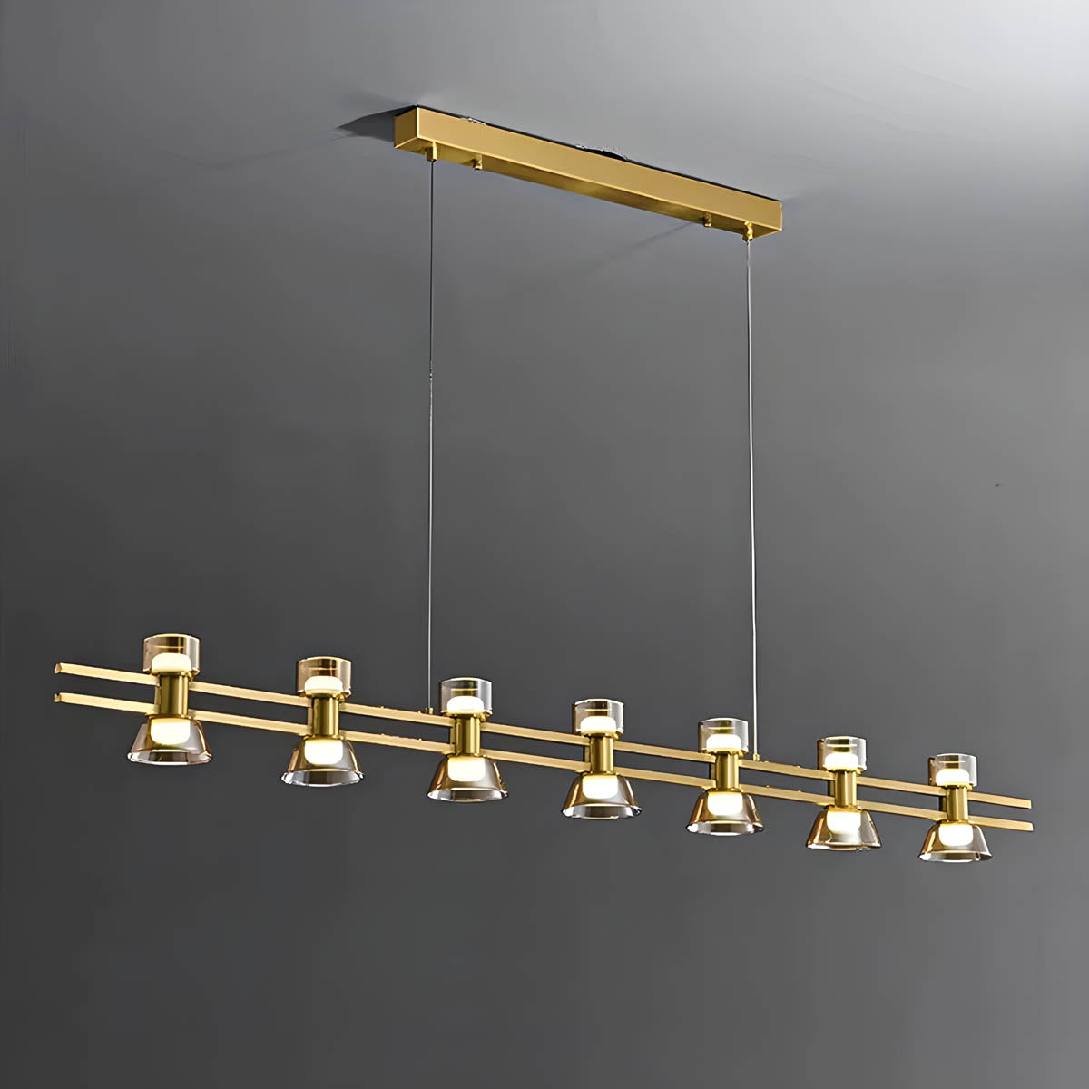 Copper Glass Multi-Arm Pendant Light with 5-8 Heads