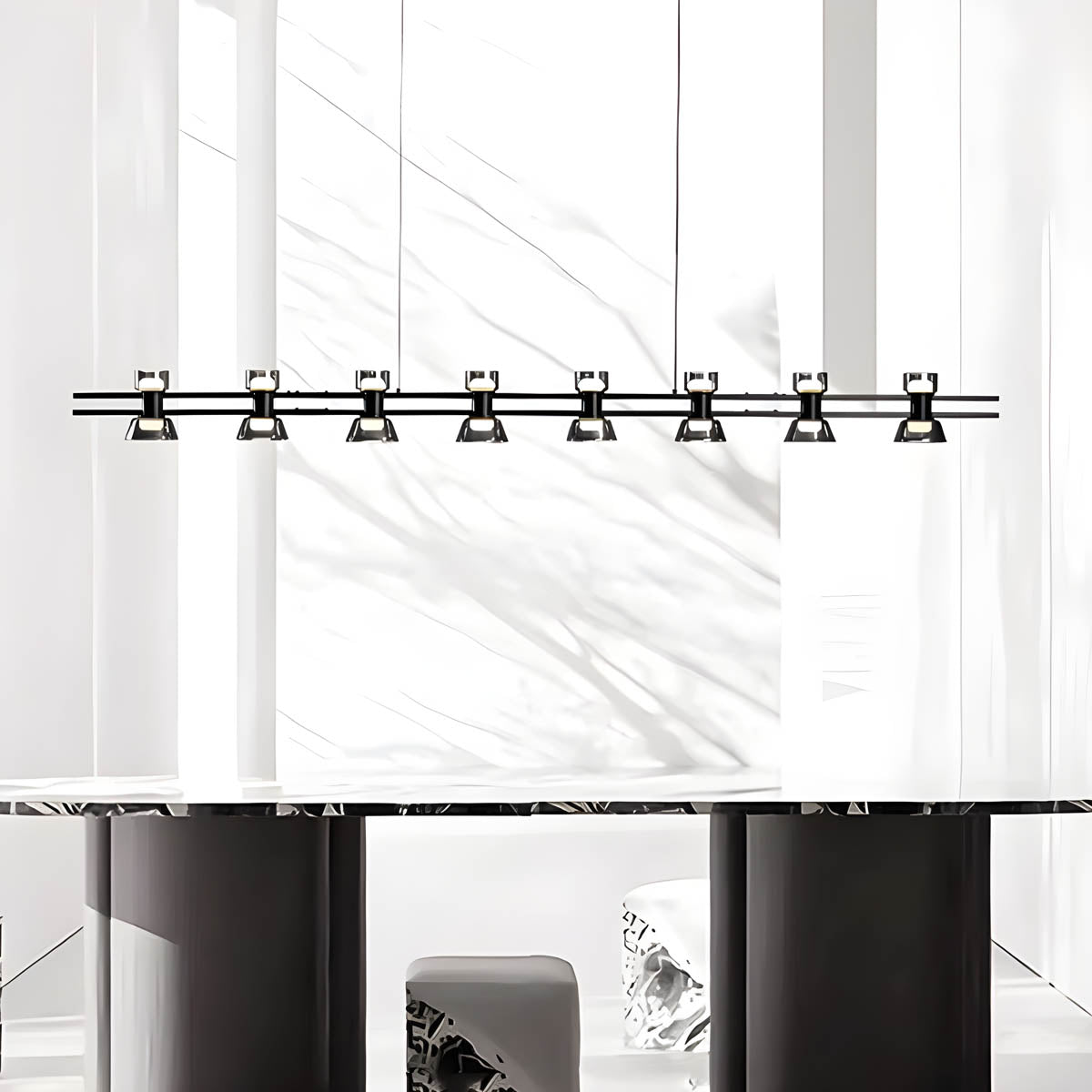 Copper Glass Multi-Arm Pendant Light with 5-8 Heads