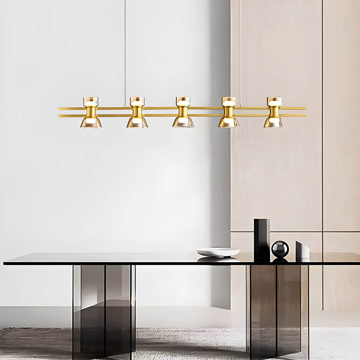 Copper Glass Multi-Arm Pendant Light with 5-8 Heads