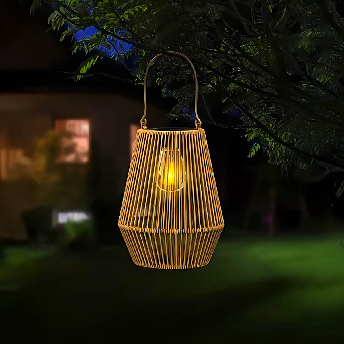 Table Solar Rattan Lantern Outdoor Lamp IP65 32 cm Warm Glow