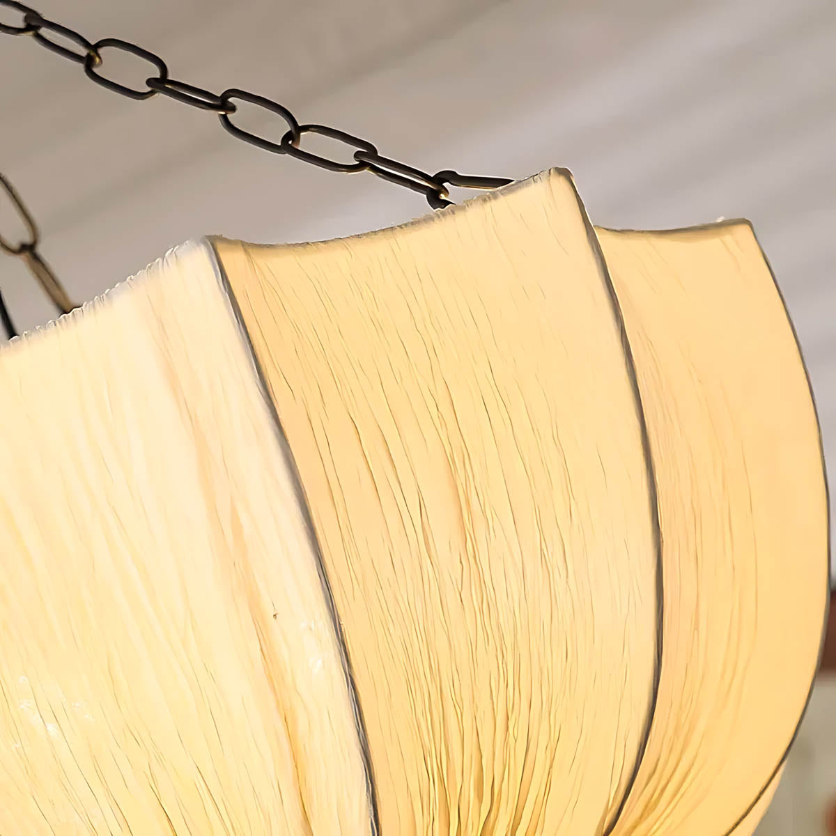 Fabric & Iron Chain Pendant Chandelier 40 cm Non-Dimmable LED E27