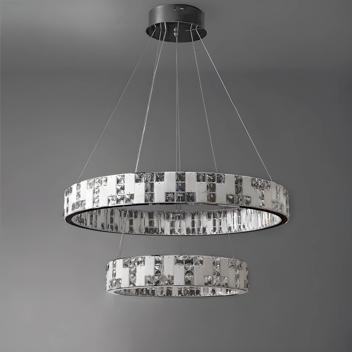 Stainless steel marble & crystal statement pendant light
