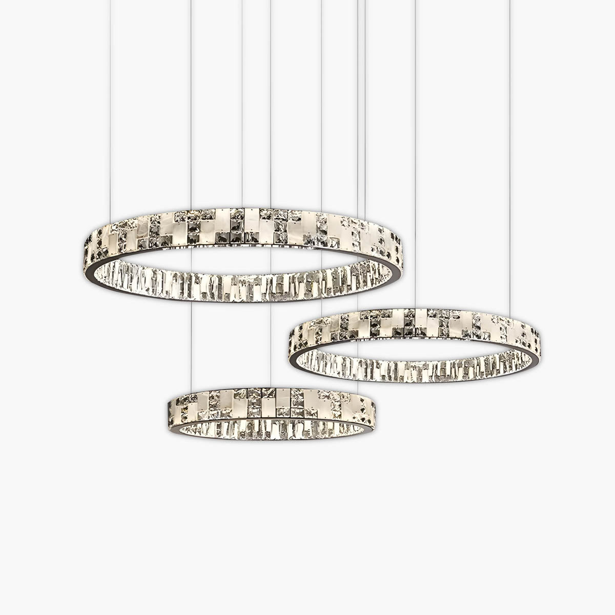 BRYNJAStainless steel marble & crystal statement pendant light