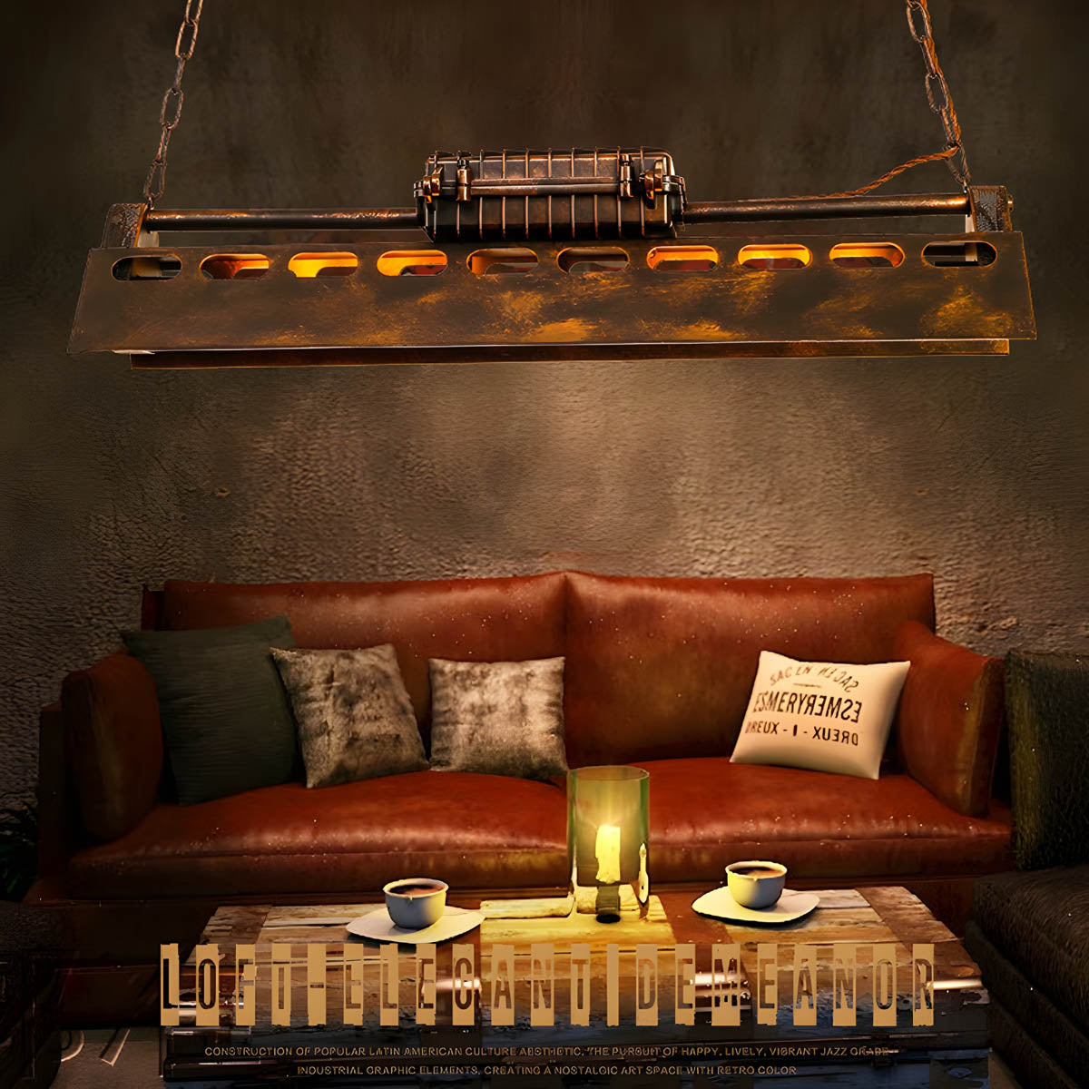 Rust Brown Industrial Metal Pendant Light 78 cm Cord Suspension