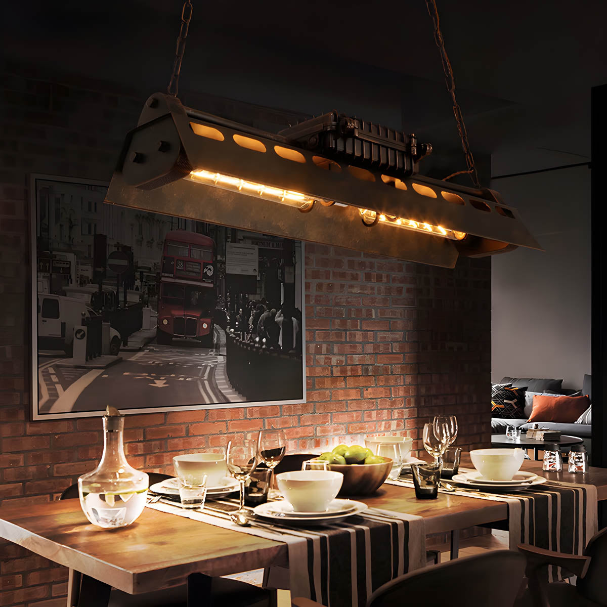 Rust Brown Industrial Metal Pendant Light 78 cm Cord Suspension