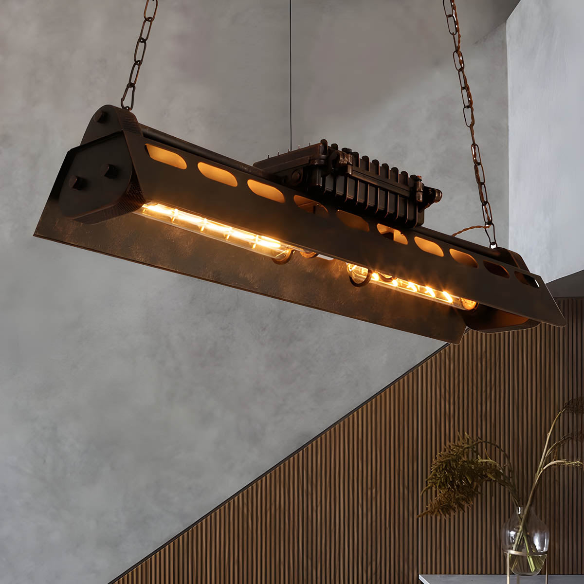 Rust Brown Industrial Metal Pendant Light 78 cm Cord Suspension