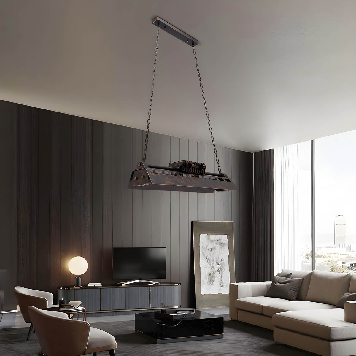 Rust Brown Industrial Metal Pendant Light 78 cm Cord Suspension