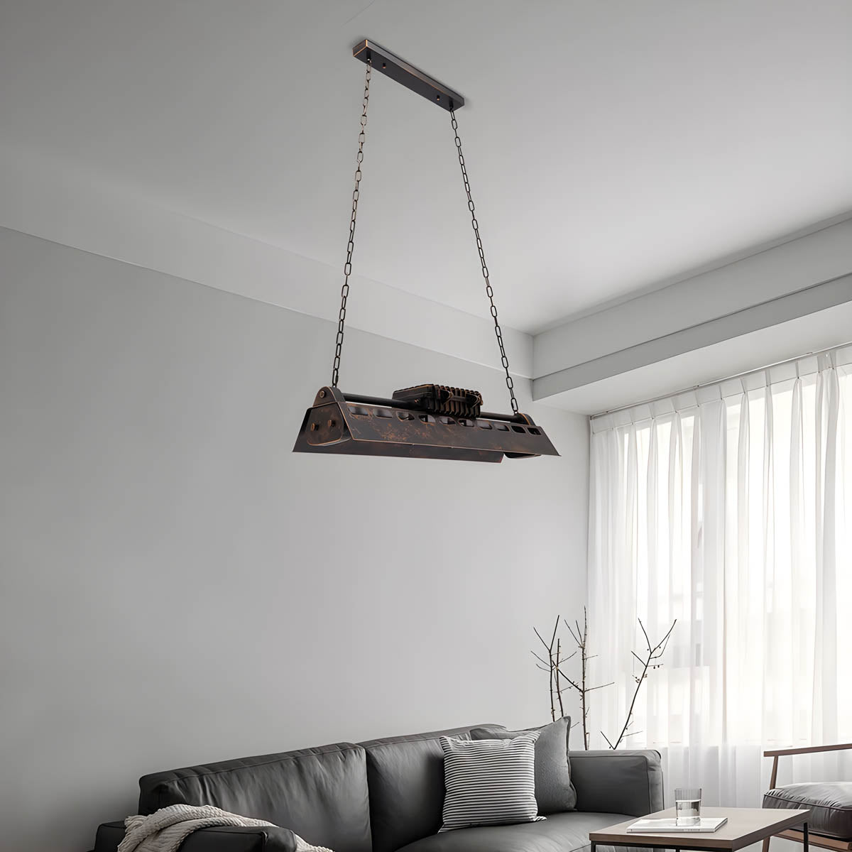Rust Brown Industrial Metal Pendant Light 78 cm Cord Suspension