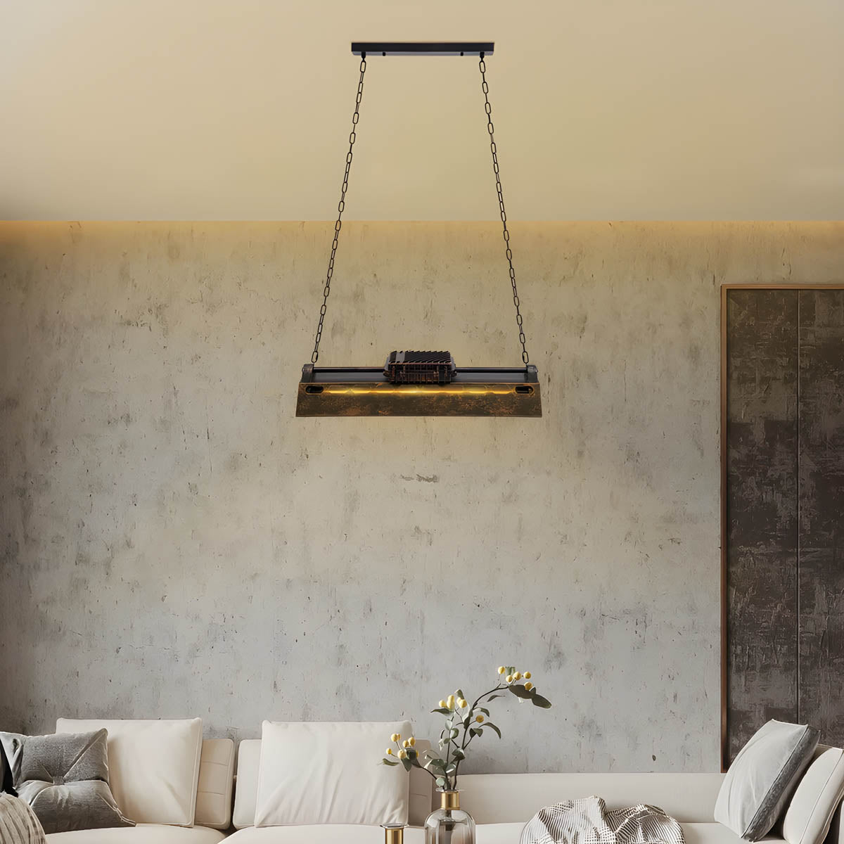 Rust Brown Industrial Metal Pendant Light 78 cm Cord Suspension