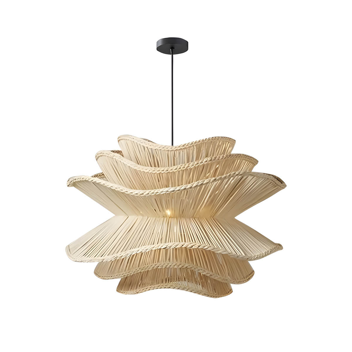Pendant Light in Woven Rattan & Iron